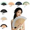 Cotton Linen Cloth Folding Hand Fan Japanese Style Handheld Fan New Chinese Style Fan  Gift Giving