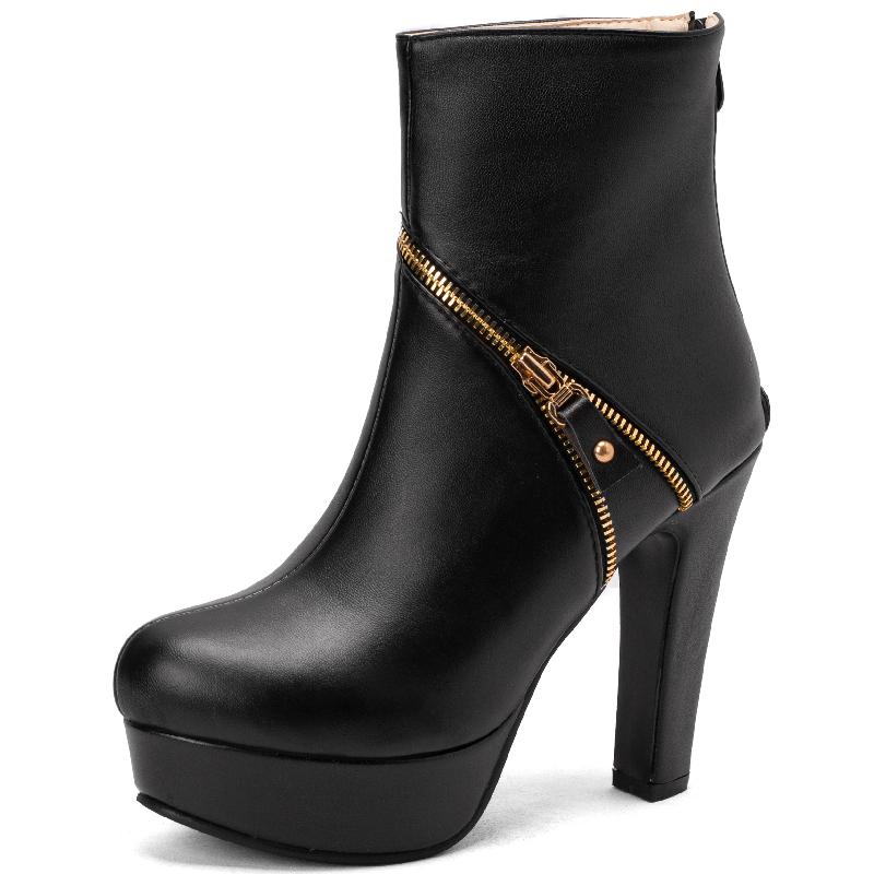 Модные короткие сапоги на молнии, женские ботильоны на платформе, черные, красные, желтые, белые, на каблуке, туфли для вечеринки, женские, большой размер 50