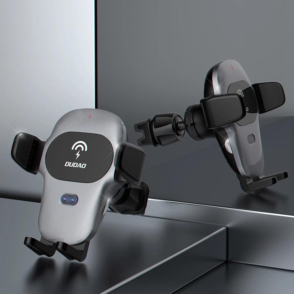 Automatyczny Uchwyt Samochodowy Dudao Z Wbudowaną Ładowarką Bezprzewodową Qi 15W Szary (F20Xs)