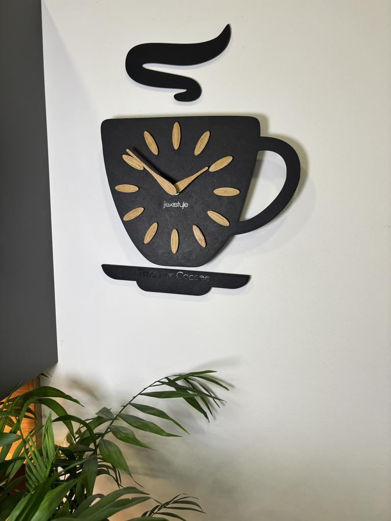 Wooden cup kitchen wall clock