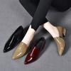 Black Women Mid Heels ,Soft Patent Pu Leather Shoes For Fall ,Pointed Toe ,Side Zip ,Block Heel ,Khaki ,Wine -Red ,Dropshipping