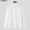 INCERUN Autumn Men Lapel Neck Long Sleeve Texture Pullover Tops