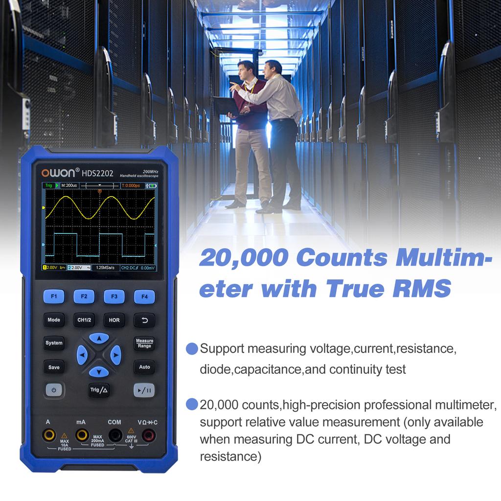 OWON HDS2202 Ручной цифровой осциллограф-мультиметр 200 МГц 1GSa/s Двухканальный осциллограф True