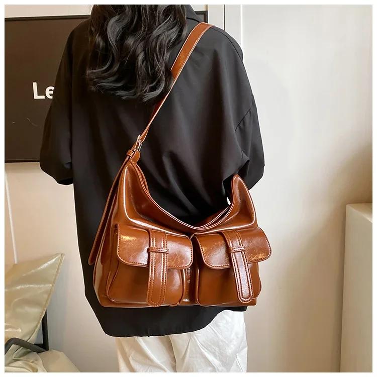 Твердые мягкие внутренние отделения сумки через плечо большой емкости швейная линия горячая распродажа женские сумки из искусственной кожи на молнии