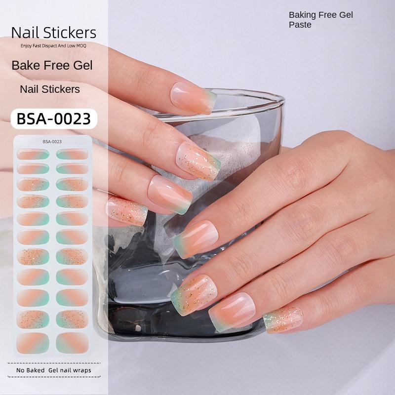 Bake-free Gel Manicure Stickers French Onion Powder Semi-cured Nail Stickers