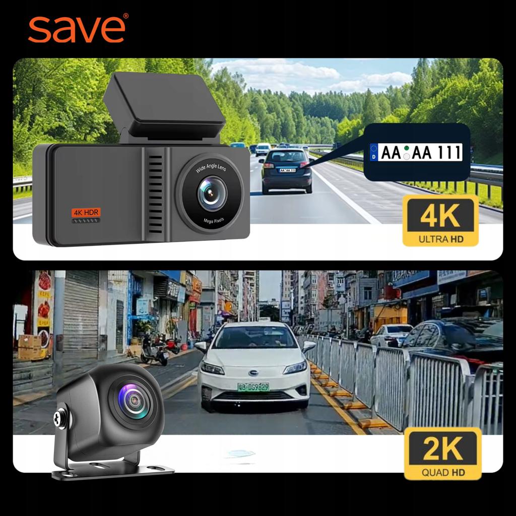 Автомобильный видеорегистратор Камера заднего вида Видеорегистратор 4K 2K