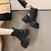 Fashion Lace Up Women High Platform Ankle Boots 2024 Winter Thick Sole Motorcycle Boots 9.5CM Heels Chunky Leather Sneakers Woman Shoes