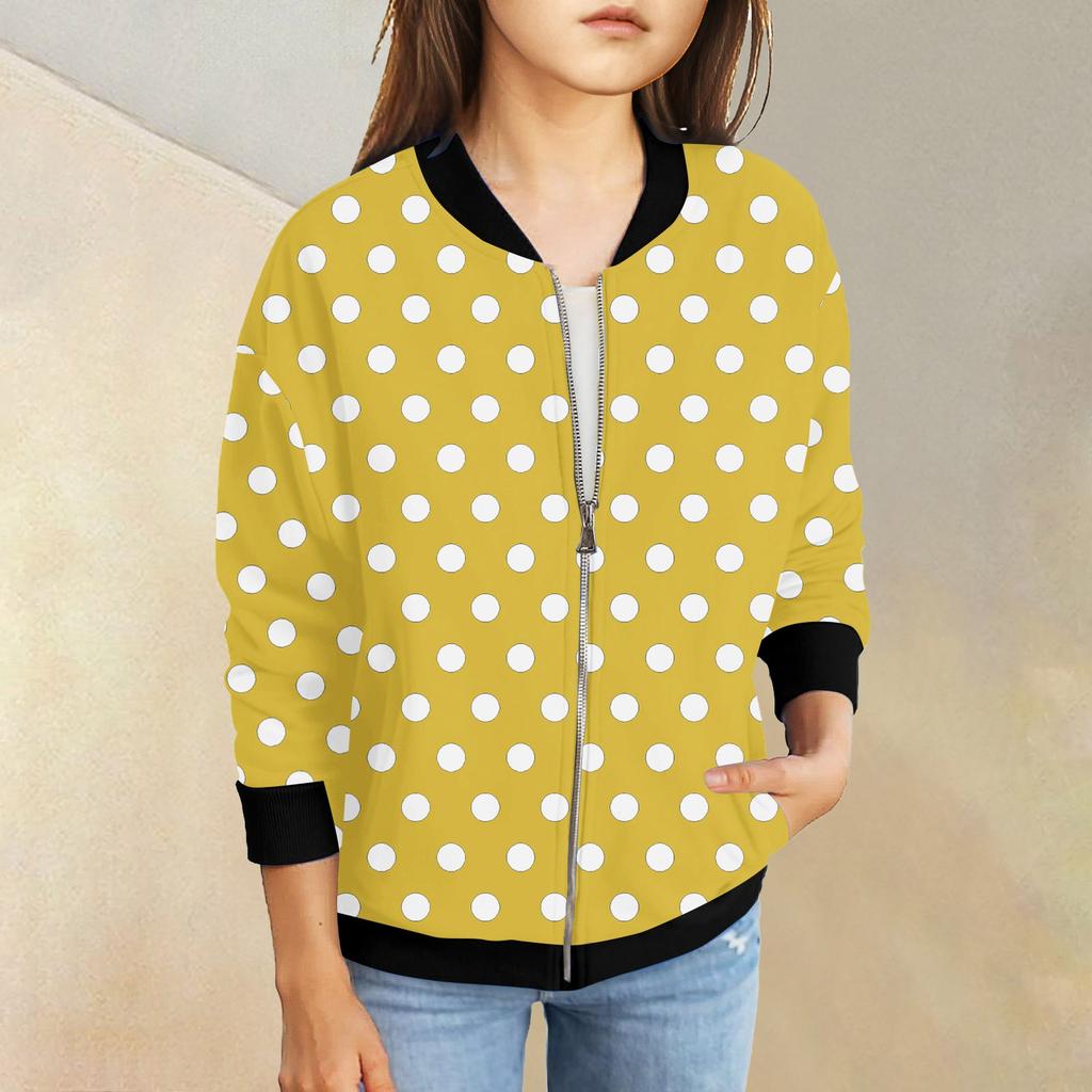 Куртки на молнии для девочек, детские осенние толстовки с длинными рукавами, верхняя одежда с карманами 5-15 лет