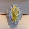 Sterling Yellow CZ Ring Women for Wedding Ceremony Party Accessories Fancy Anniversary Gift New Fashion Jewelry