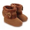 0-18М детская обувь Зимние плюшевые удобные сноубутсы с милым бантом хлопковая обувь для младенцев с мягкой подошвой нескользящая обувь для малышей