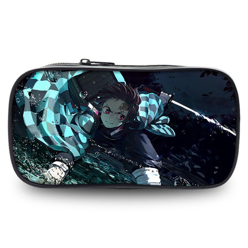 Large Capacity Demon Slayer Pen Bag Stylish Oxford Fabric Stationery Pouch