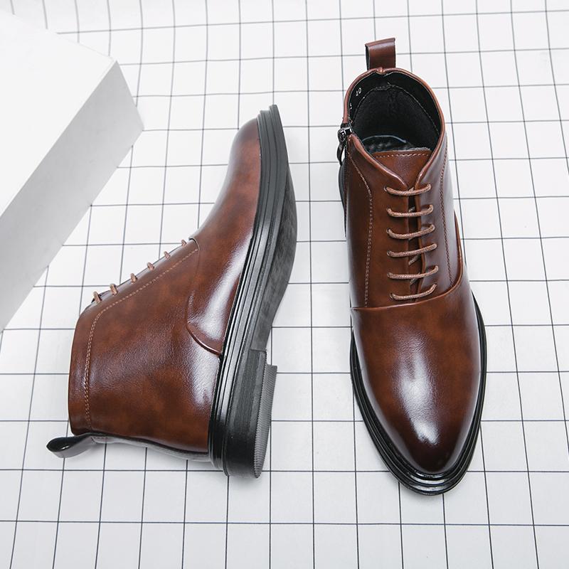 Модные мужские ботильоны в британском стиле, повседневные кожаные ботинки в стиле ретро, мужская деловая обувь с боковой молнией, обувь ручной работы для отдыха и прогулок
