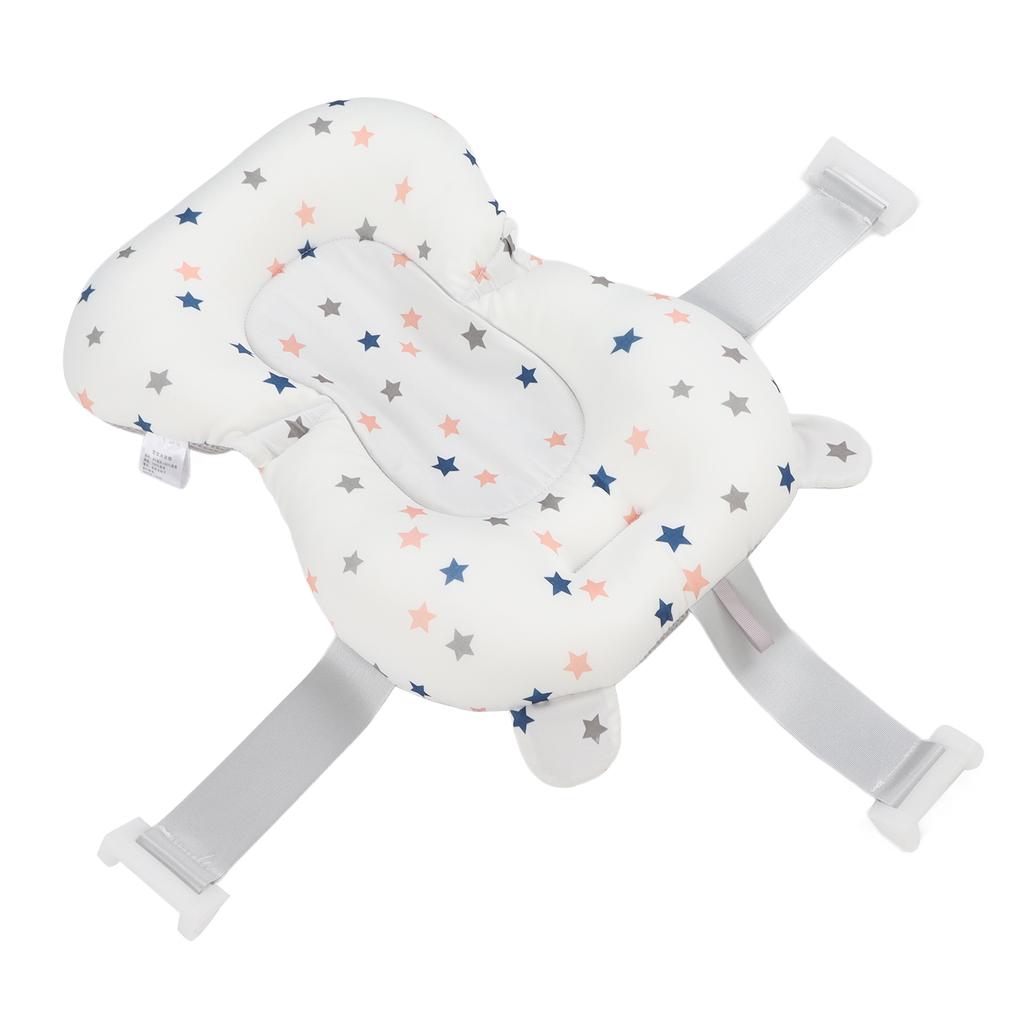 Baby Bath Seat Cushion Floating Safe Foldable Adjustable Infant Bath Supporter for Newborn White