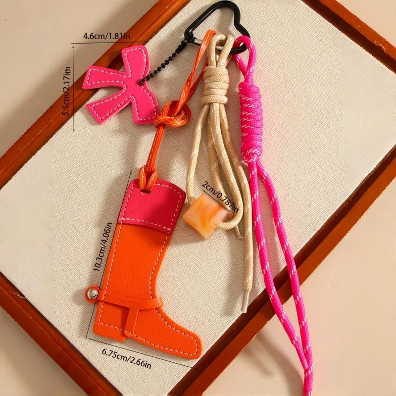 Винтажный Ковбойский Сапог Брелок для Сумки Color Block Подвеска для Длинного Сапога с Бантом Бисером Кисточка Бохо Аксессуар для Рюкзаков