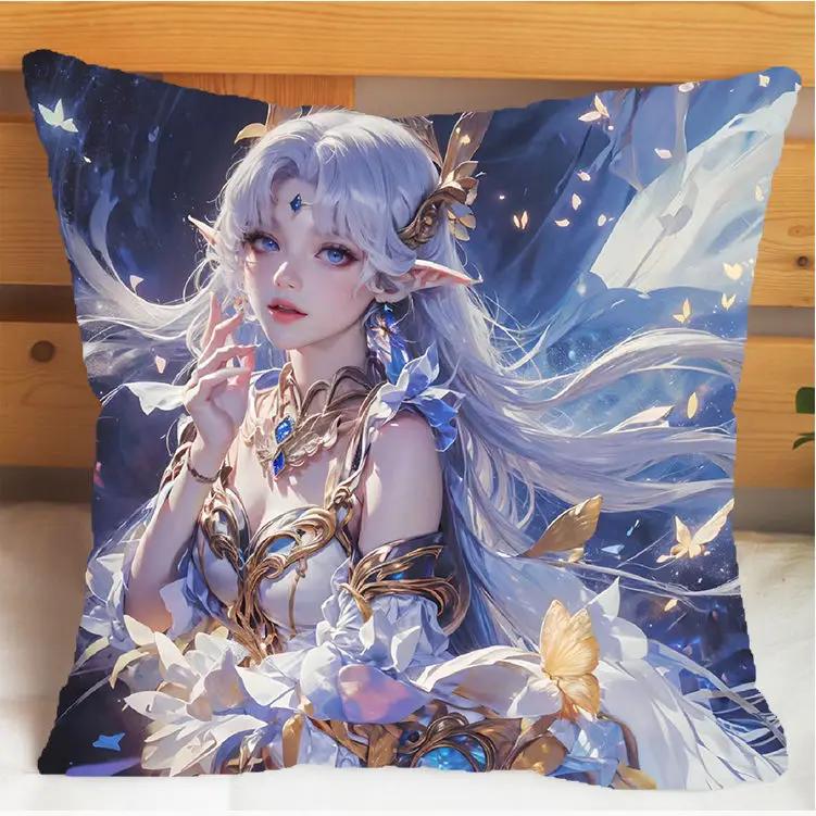 Arena of Valor Honor of Kings Diao Chan Подушка и наволочка Чехол для подушки Двусторонняя печать Плюшевые декоративные подушки 40x40 см