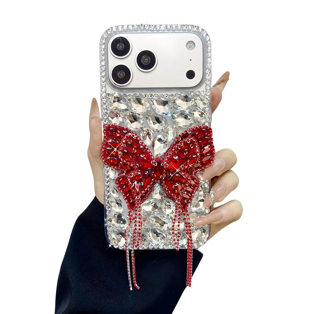 Rhinestone Butterfly Phone Case with Wrist Strap For OPPO A5 Pro A5X A3 A3X A98 A58 A57 A77 A18 A38 A17 16 A15 4G 5G