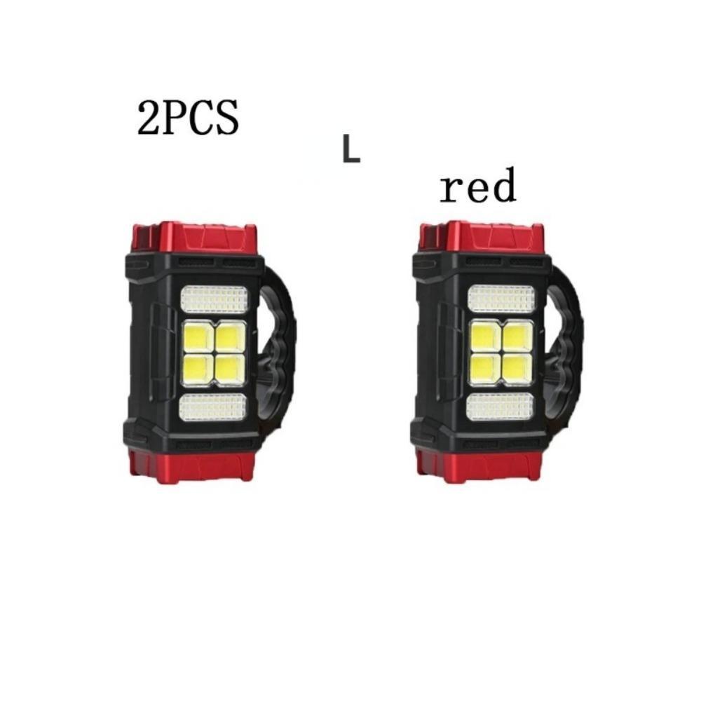 2 шт. портативный мощный солнечный светодиодный фонарик с рабочими фонарями COB, перезаряжаемый через USB, портативный, 4 режима освещения, уличный солнечный фонарик