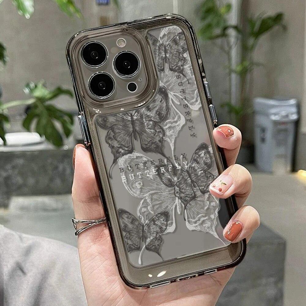 Прозрачный чехол для телефона с бабочкой для iPhone 13 Pro Max, чехол для iPhone 11 14 12 15 Pro Max X XR XS Max 7 8 Plus SE 2020, чехол
