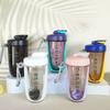 New 590ML Protein Powder Shake Cup Sports Shaking Cup Office Girls Portable Portable Water Cup with Carry Rope