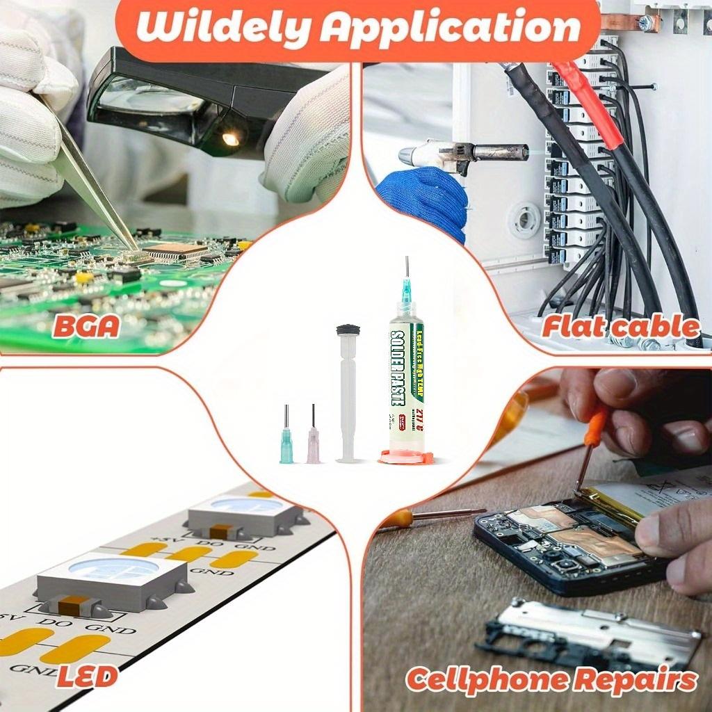 Высокотемпературная паяльная паста 217°C (Sn99%Ag0.3%Cu0.7%), паяльная паста для электроники, используется для ремонта ИС/печатных плат/BGA/SMD с температурой плавления 217°C, не требует отмывки