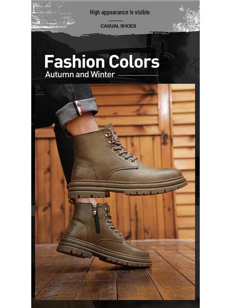 2025 Мужские универсальные водонепроницаемые нескользящие ботинки Мартин в британском стиле - Износостойкие повседневные ботинки для защиты труда