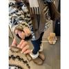 Eco-Friendly Lamb Wool Fair Isle Print Warm Retro Coat