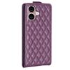 BF30 For iPhone 16 Vertical Flip Phone Case Rhombus Grid PU Leather Cell Phone Stand Cover