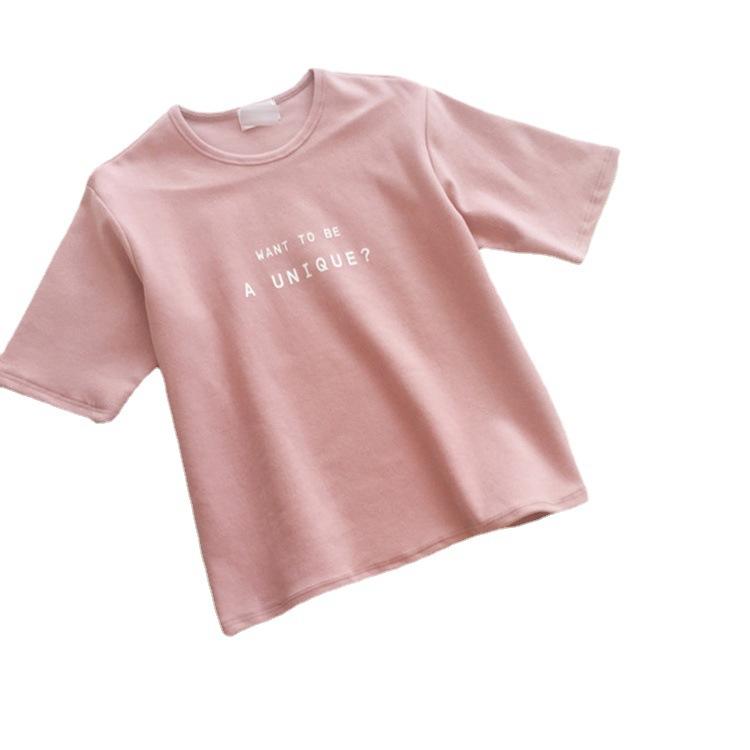 Новая летняя корейская версия футболки с надписями свободного кроя с коротким рукавом для женщин, одежда с круглым вырезом для студентов, топы для женщин