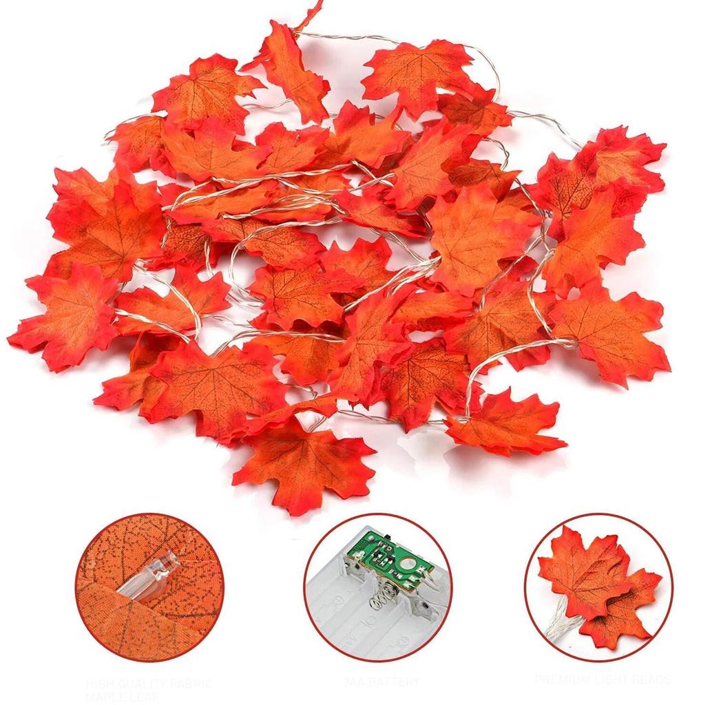 Maple Leaf Pumpkin LED String Lights for Halloween & Thanksgiving Decoration