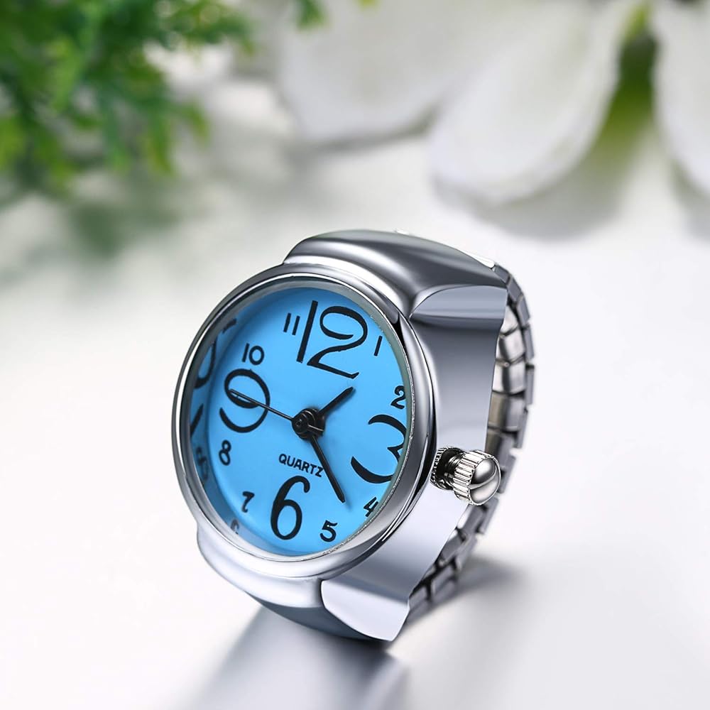 Jewelrywe Аналоговые кварцевые часы-кольцо из нержавеющей стали Водонепроницаемые Свободный размер Бизнес Повседневный Модный аксессуар