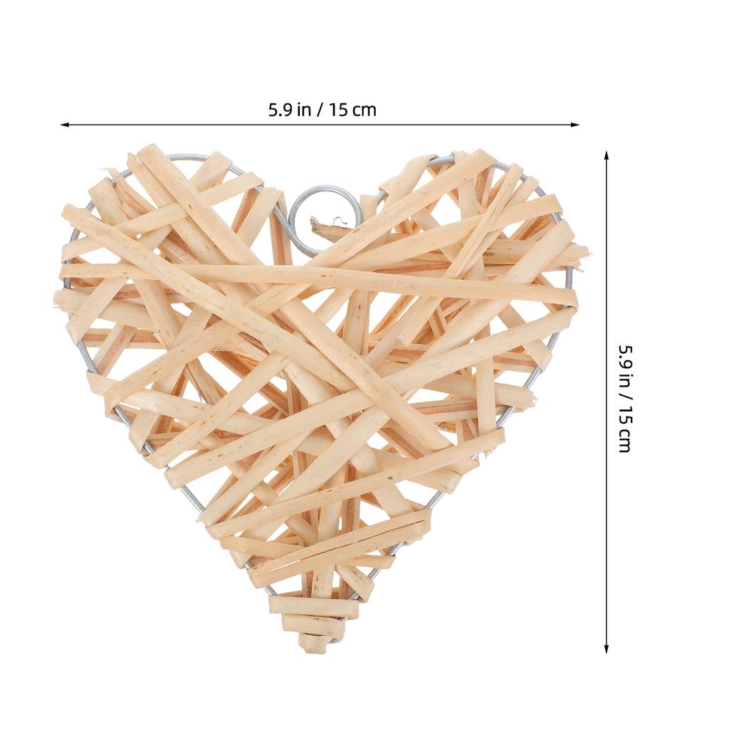4pcs Willow Woven Heart-Shaped Pendant 15Cm Rattan Hanging Decor For Valentine'S Day Wedding Party Festival Showcase Decoration