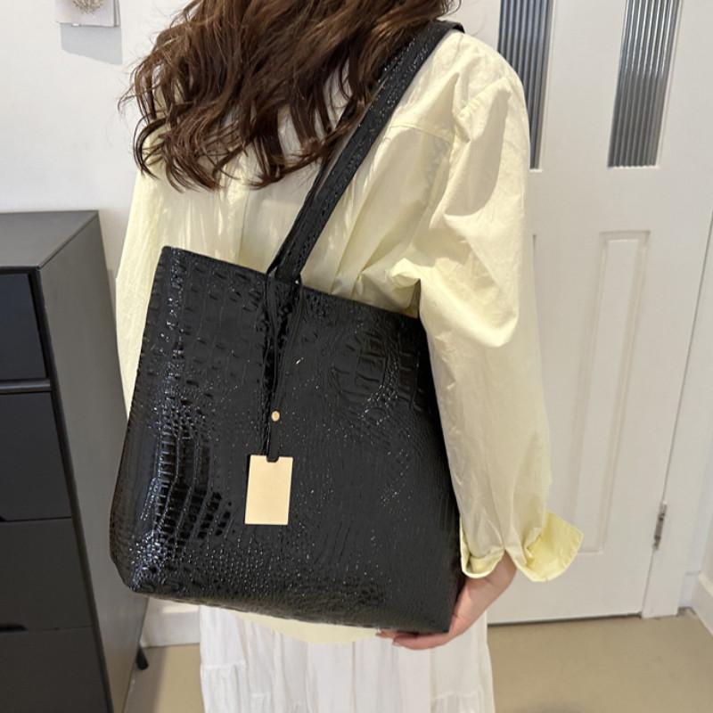 Stylish Large Capacity Solid Color Tote Bag Fashionable Korean Shoulder Bag For Women