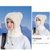 Women Winter Velvet Knitted Hat Ear Protection Fluffy Hat Mask Neck Integrated Warmth Cover Hat Lady Hooded Cap
