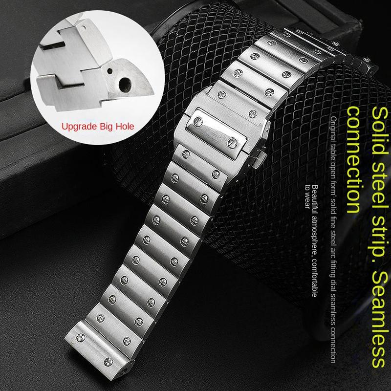 ONE20мм 23мм Сплошной браслет для часов из нержавеющей стали для Cartier WSSA0009 Santos 100 Высококачественный ремешок Santos100 Мужская золотая цепочка для часовMN