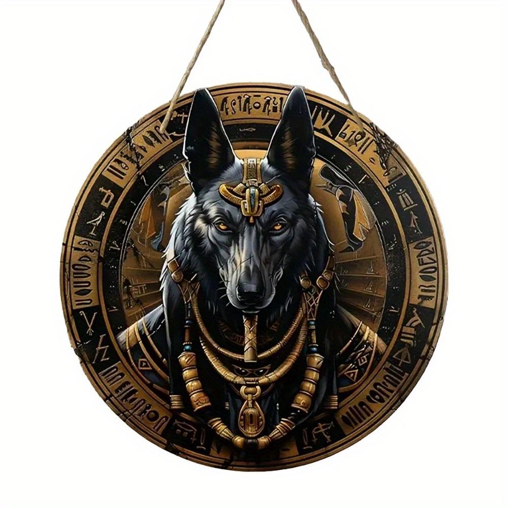 1pc 2d Flat Wood Vintage Egyptian Round Wooden Sign - 20cm Egyptian Mysterious Theme Sign Suitable for Home, Cafe, Apartment, Etc. - Festival, Lover