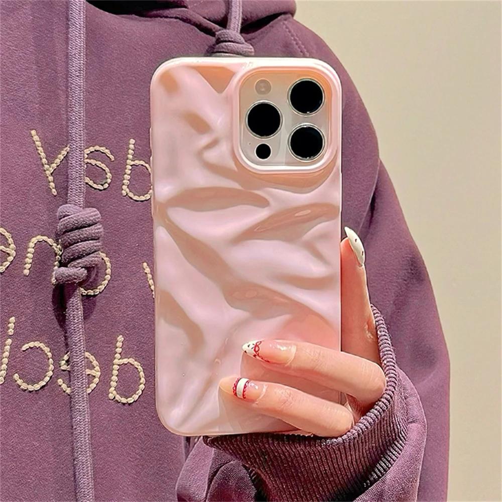 INS Стильный однотонный 3D чехол для телефона с эффектом водной ряби для iPhone 15 14 13 Pro Max, противоударный бампер