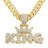 European Hip Hop Cool Glossy King Letter Pendant Necklace Necklace Male Trendsetter Cool Cuban Link Chain Accessories
