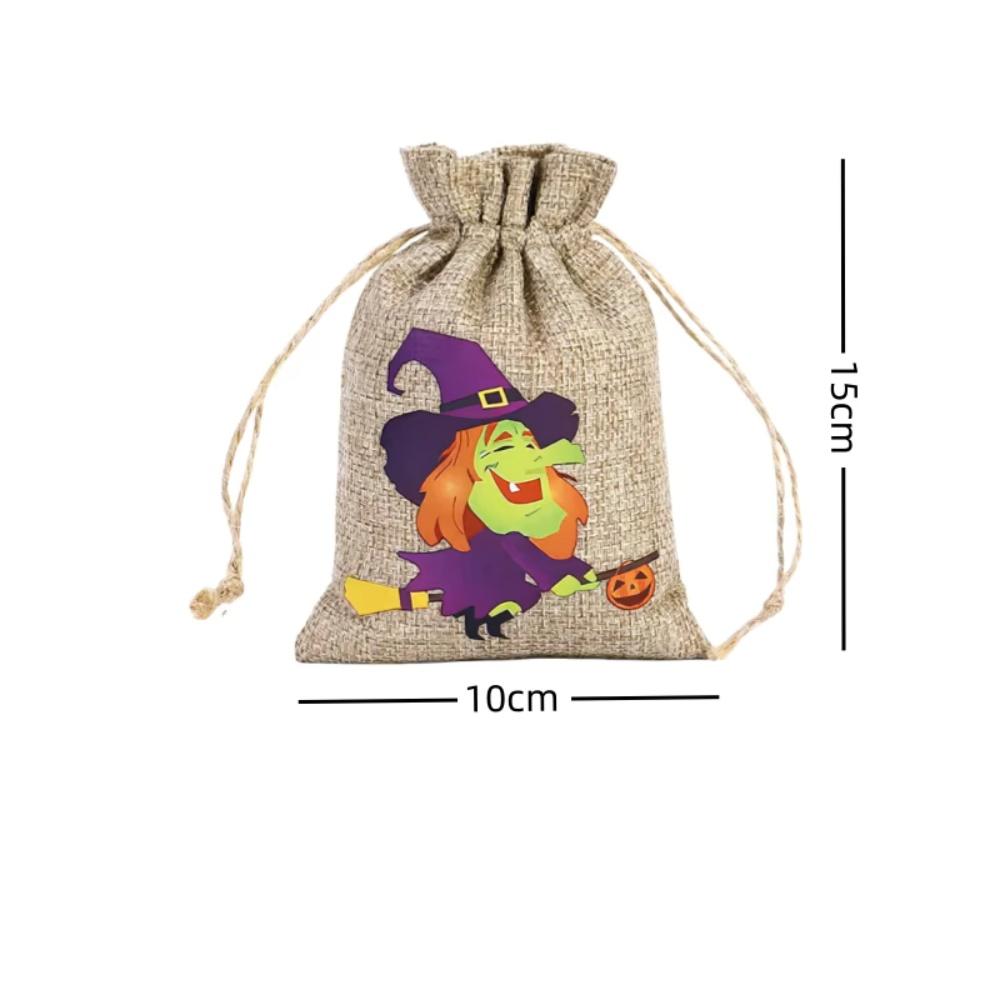 5Pcs New Halloween Linen Bundle Pocket Candy Biscuit Storage Bag Halloween Gift Decoration Drawstring Bundle Pocket
