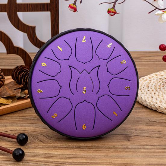 Steel Tongue Drum Set Ethereal Drum with Bag Sticks Music Book Drum Holder Sound Healing Hand Drum for Meditation Yoga Chakra Music Therapy