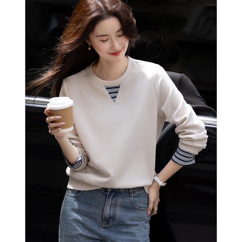 Demana Cloud Cotton Color-Block Cuff Sweatshirt
