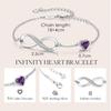 Adjustable Length Women's Silver Bracelet with Natural Amethyst Pendant Sterling Silver Violet Jewelry Gift