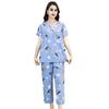 Women's Cotton Pajamas Set Short Sleeve Top Long Pants Casual Two-Piece Sleepwear Set Summer Plus Size Thin Loungewear for Elderly Mom