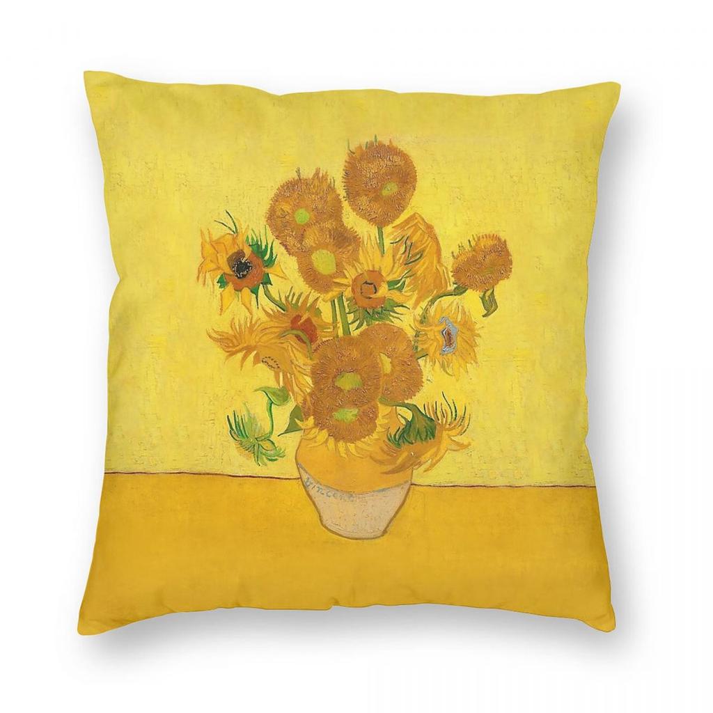 Vincent Van Gogh Sunflowers Square Pillowcase Polyester Linen Velvet Printed Zip Decor Sofa Cushion Cover x