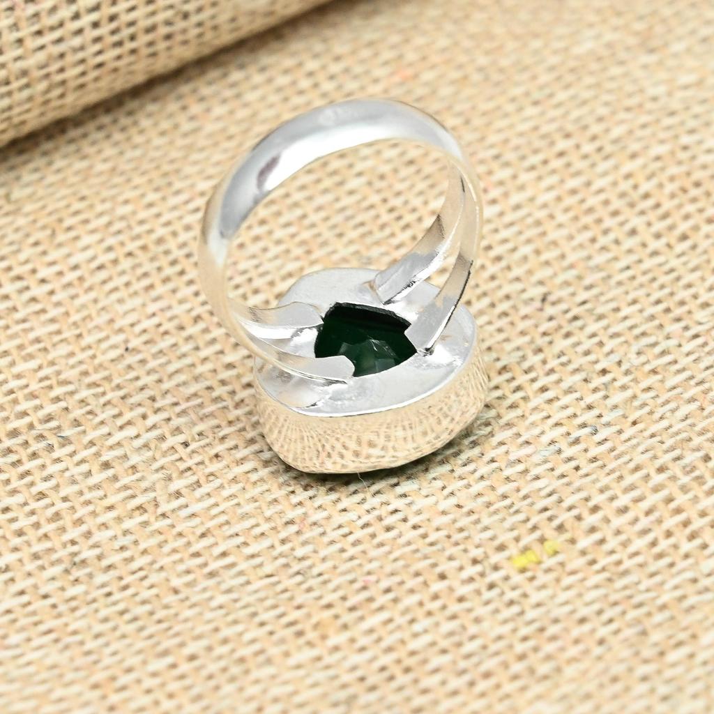 Великолепные ювелирные изделия из зеленого оникса с драгоценными камнями, твердое кольцо ручной работы из стерлингового серебра 925 пробы для нее