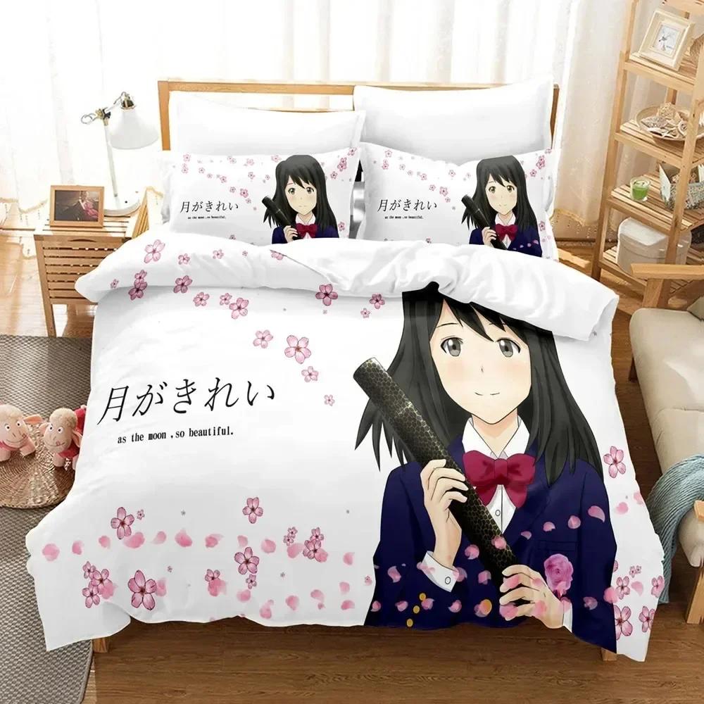 Мода 3D The Tsuki ga Kirei Постельное белье Напечатанный комплект для кровати с наволочкой Пододеяльник для кровати Мягкое Королевский Кинг-сайз Постельное белье Дом