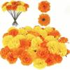 30 Pcs Faux Marigold Flowers Realistic Marigold Flower Heads with Stems Reusable Artificial Flowers for Indian Wedding Diwali Day