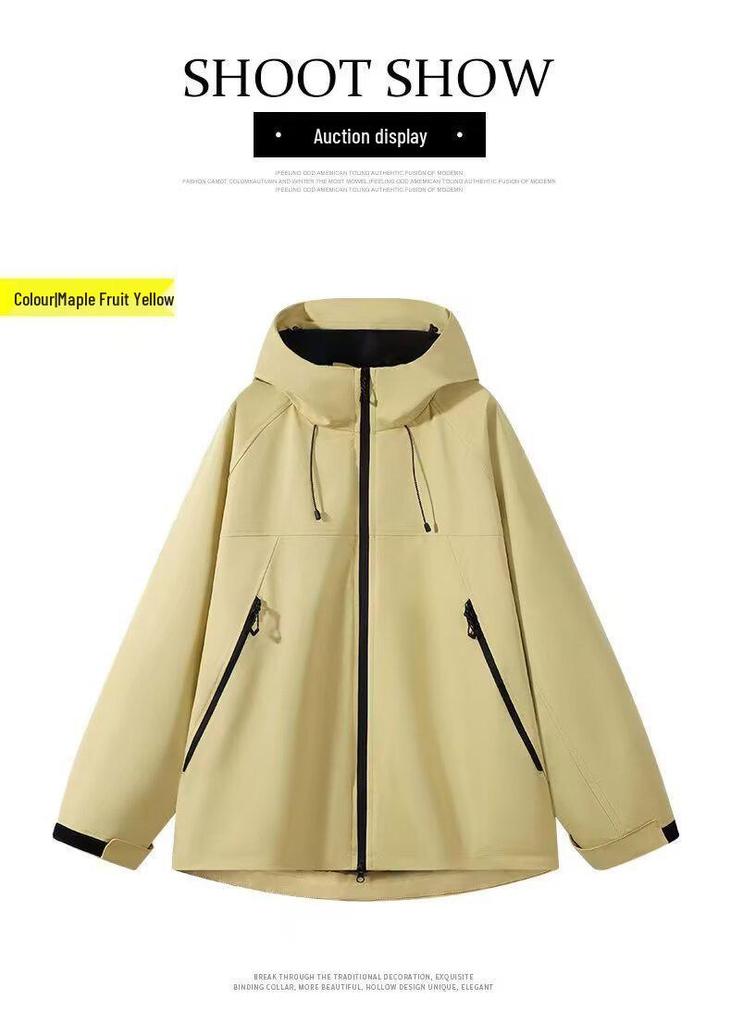 Unisex American Style Waterproof Hooded Windbreaker Jacket for Autumn Camping and Sports