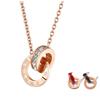 Цвет розового золота, римское двойное кольцо, кулон, ожерелье из нержавеющей стали, женское ожерелье с цепочкой