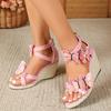 Women's Pink 8.5cm Wedge Heel High Waterproof 1.5cm Platform Rivet Sexy Dance Sandals Hemp Rope Sole LFD-11011-D1