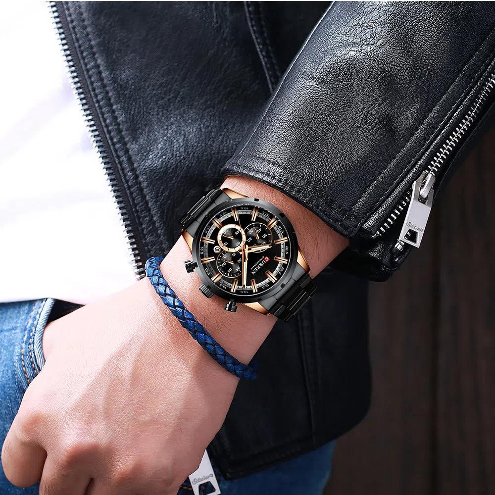 CURREN Watch Luxury Sports Quartz Mens Watches Full Steel Waterproof Chronograph Wristwatch